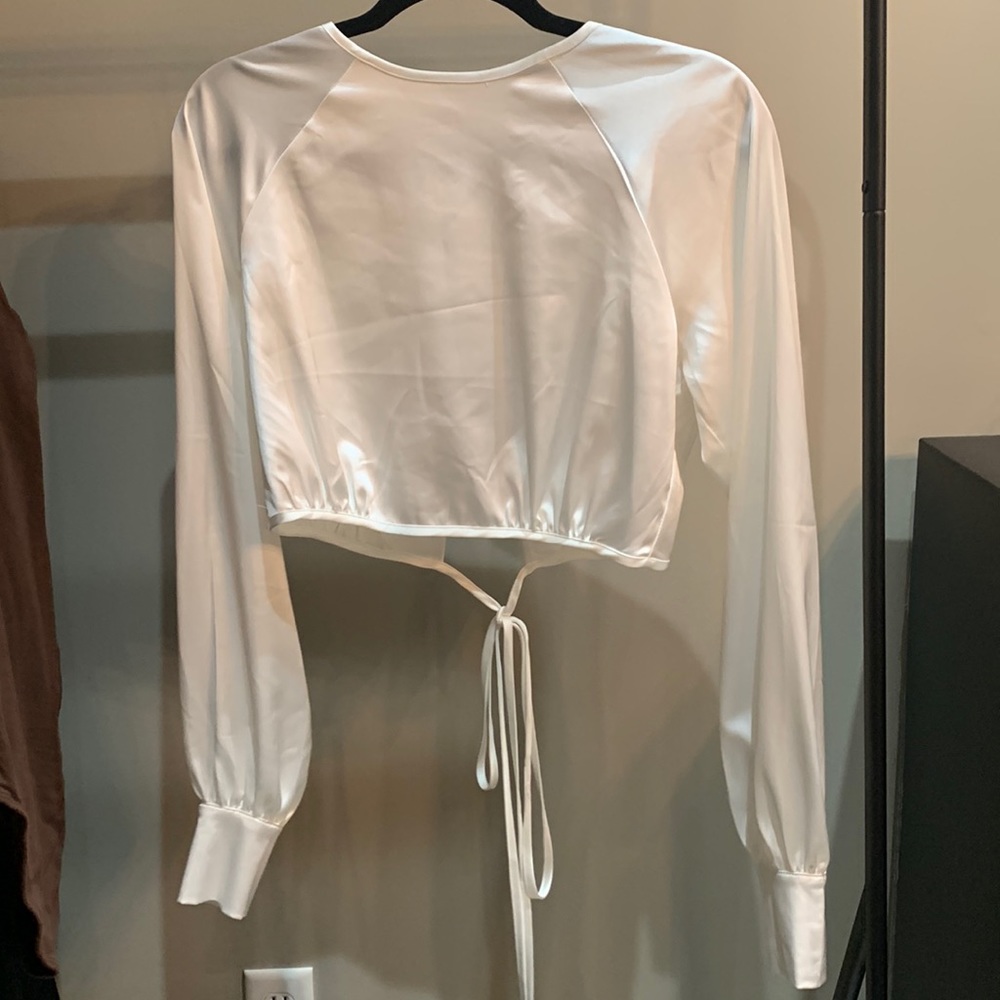 NWOT Open back satin blouse